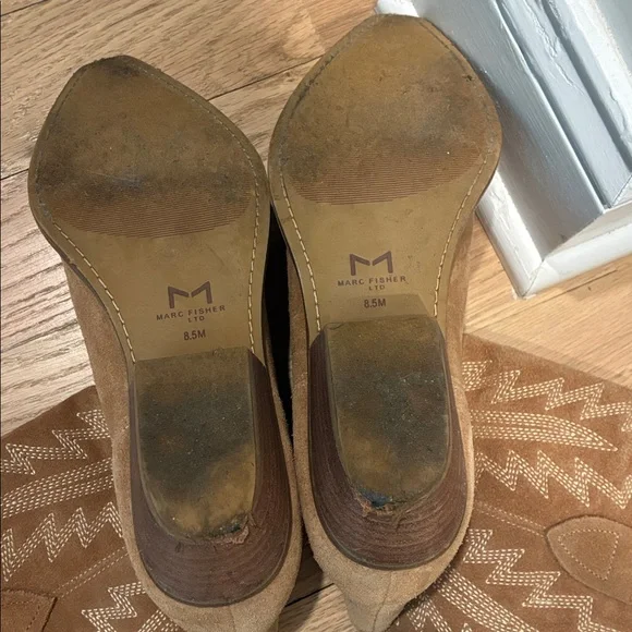 Marc Fisher Tan Suede Western Ankle Boots - Picture 4 of 6